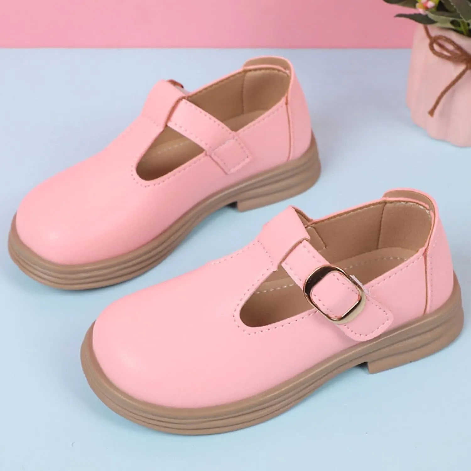 Girls Chunky Heel Mary Jane Dress Shoes School niform T-Strap Ballet Flat Toddler Sneaker Girls 12 Size Toddler