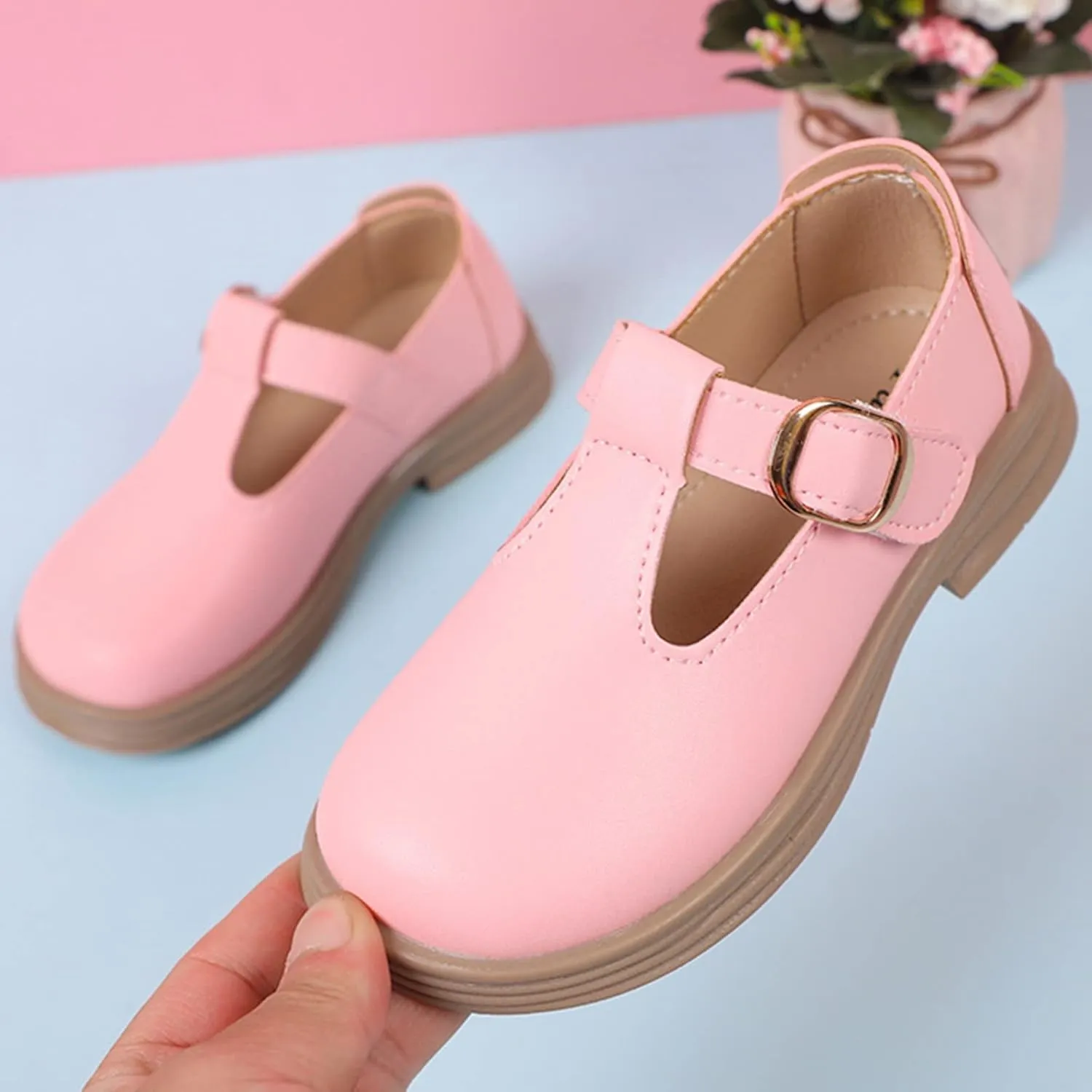 Girls Chunky Heel Mary Jane Dress Shoes School niform T-Strap Ballet Flat Toddler Sneaker Girls 12 Size Toddler