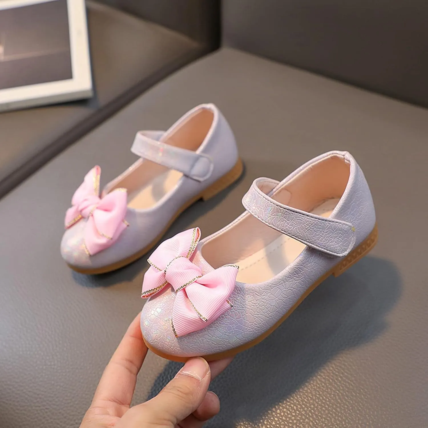 Girls Dress Shoes Toddler Flower Girl Little Kids Mary Jane Ballet Flats Bows Wedding Party School Communion Shoes