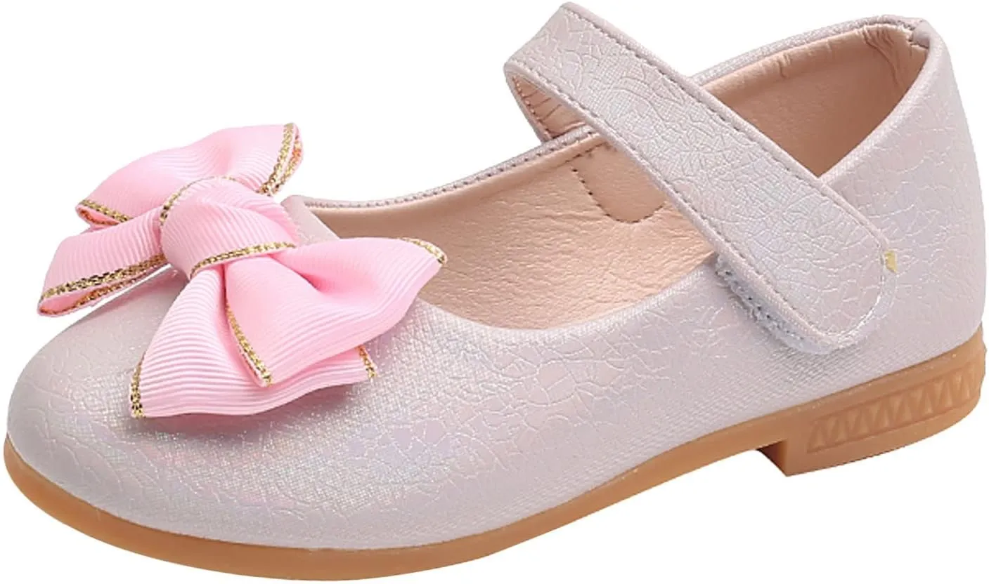 Girls Dress Shoes Toddler Flower Girl Little Kids Mary Jane Ballet Flats Bows Wedding Party School Communion Shoes