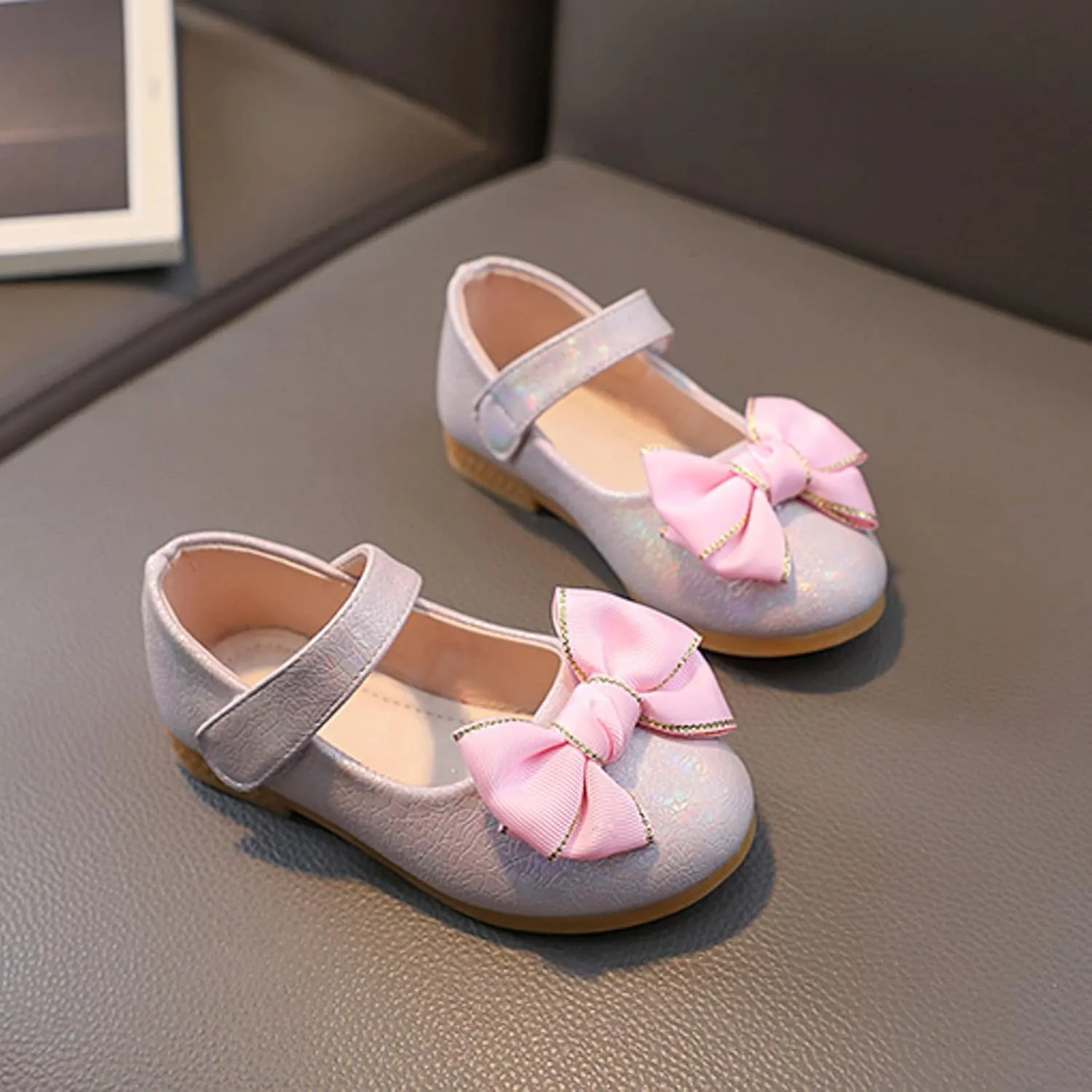 Girls Dress Shoes Toddler Flower Girl Little Kids Mary Jane Ballet Flats Bows Wedding Party School Communion Shoes