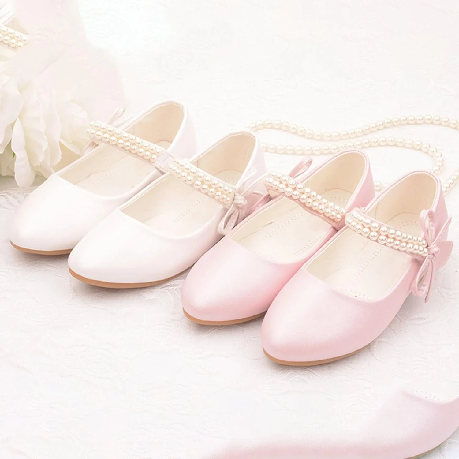 Girls Mary Jane Dress Shoes Ankle Strap Bowknot Shoes Wedding Pary Prom Dance Flat Sandals for Toddler Girl