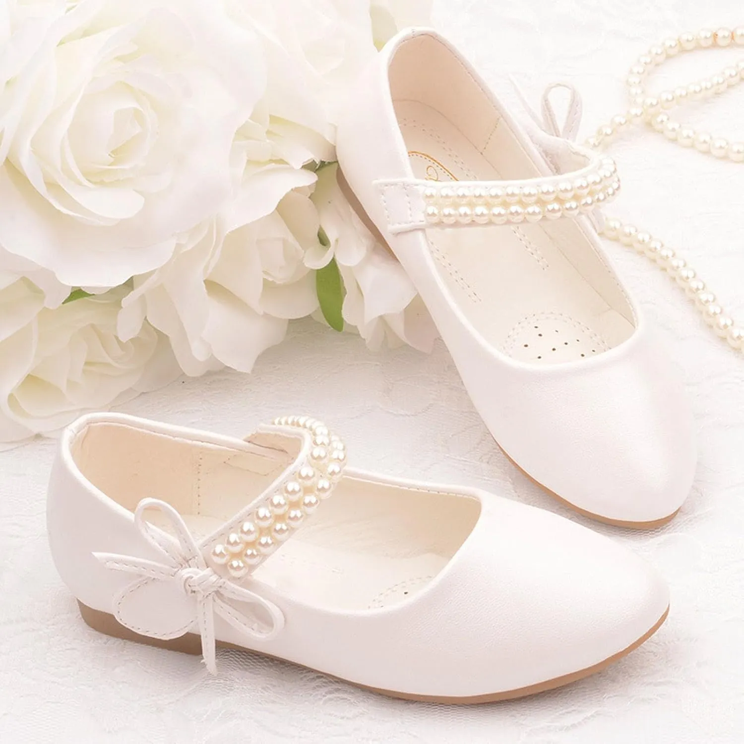 Girls Mary Jane Dress Shoes Ankle Strap Bowknot Shoes Wedding Pary Prom Dance Flat Sandals for Toddler Girl