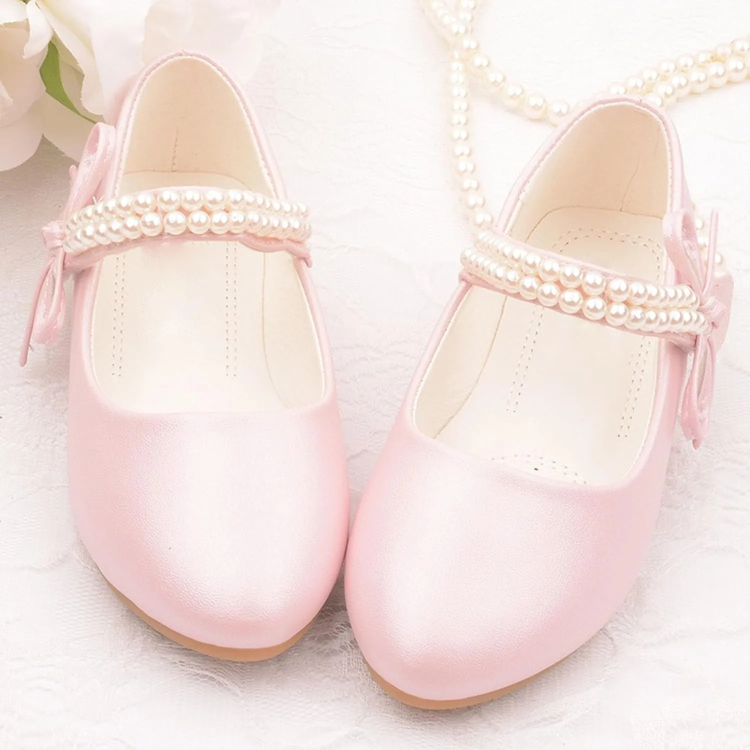 Girls Mary Jane Dress Shoes Ankle Strap Bowknot Shoes Wedding Pary Prom Dance Flat Sandals for Toddler Girl