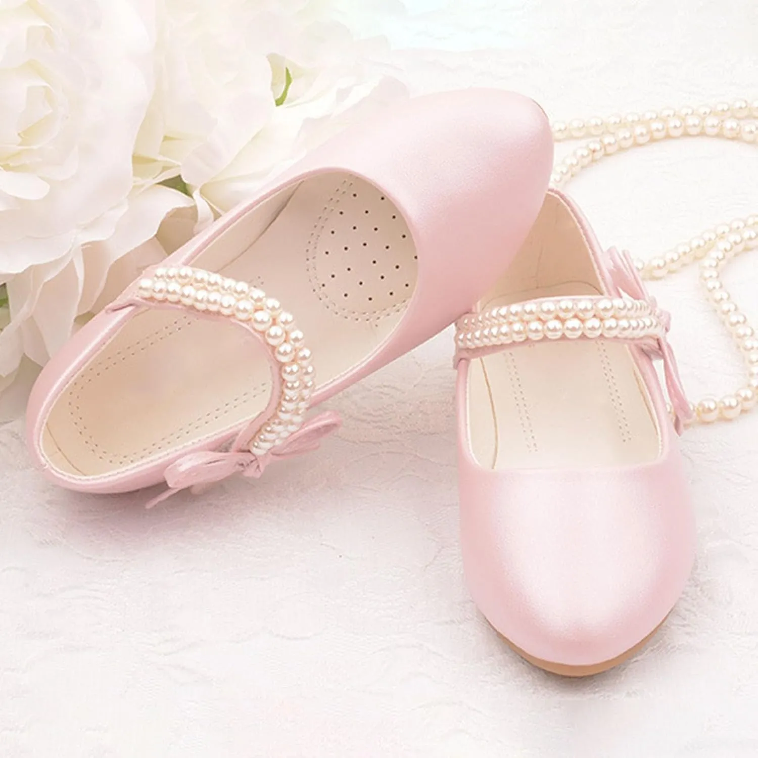 Girls Mary Jane Dress Shoes Ankle Strap Bowknot Shoes Wedding Pary Prom Dance Flat Sandals for Toddler Girl