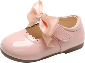 Girls Patent Mary Jane Dress Shoes Toddler Kids Girls Ballerina Princess Uniform Bowknot Flats for Wedding Party