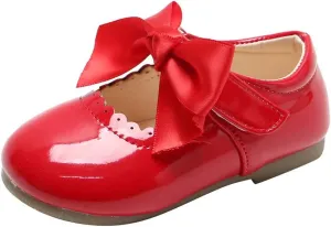 Girls Patent Mary Jane Dress Shoes Toddler Kids Girls Ballerina Princess Uniform Bowknot Flats for Wedding Party