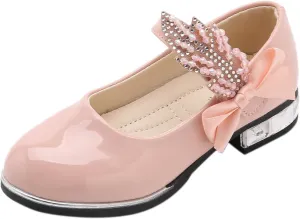 Girls PU Leather Mary Jane Ballet Flat Princess Low Heel School Wedding Pary Dress Shoes for Toddler Kids