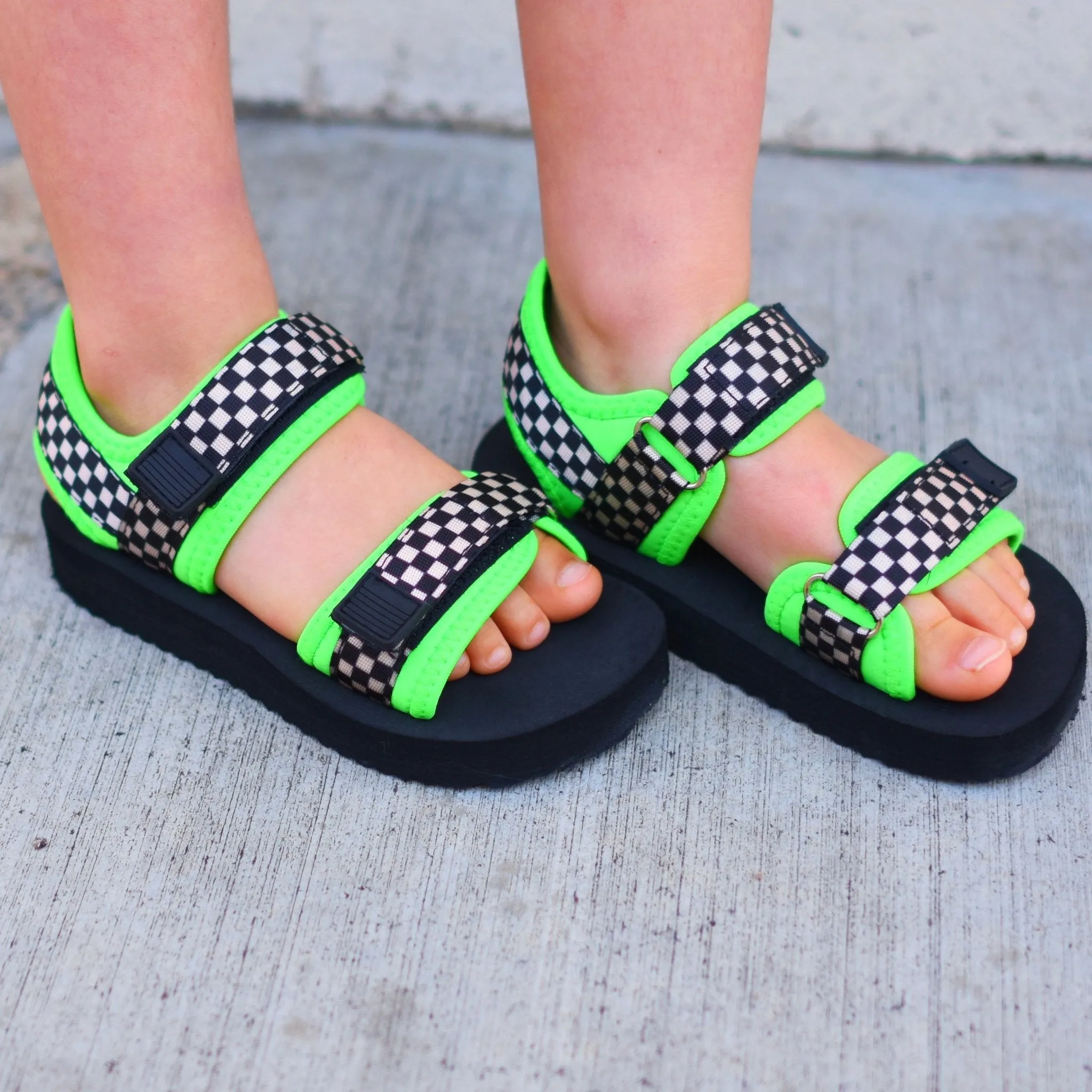 Green Check Sandals