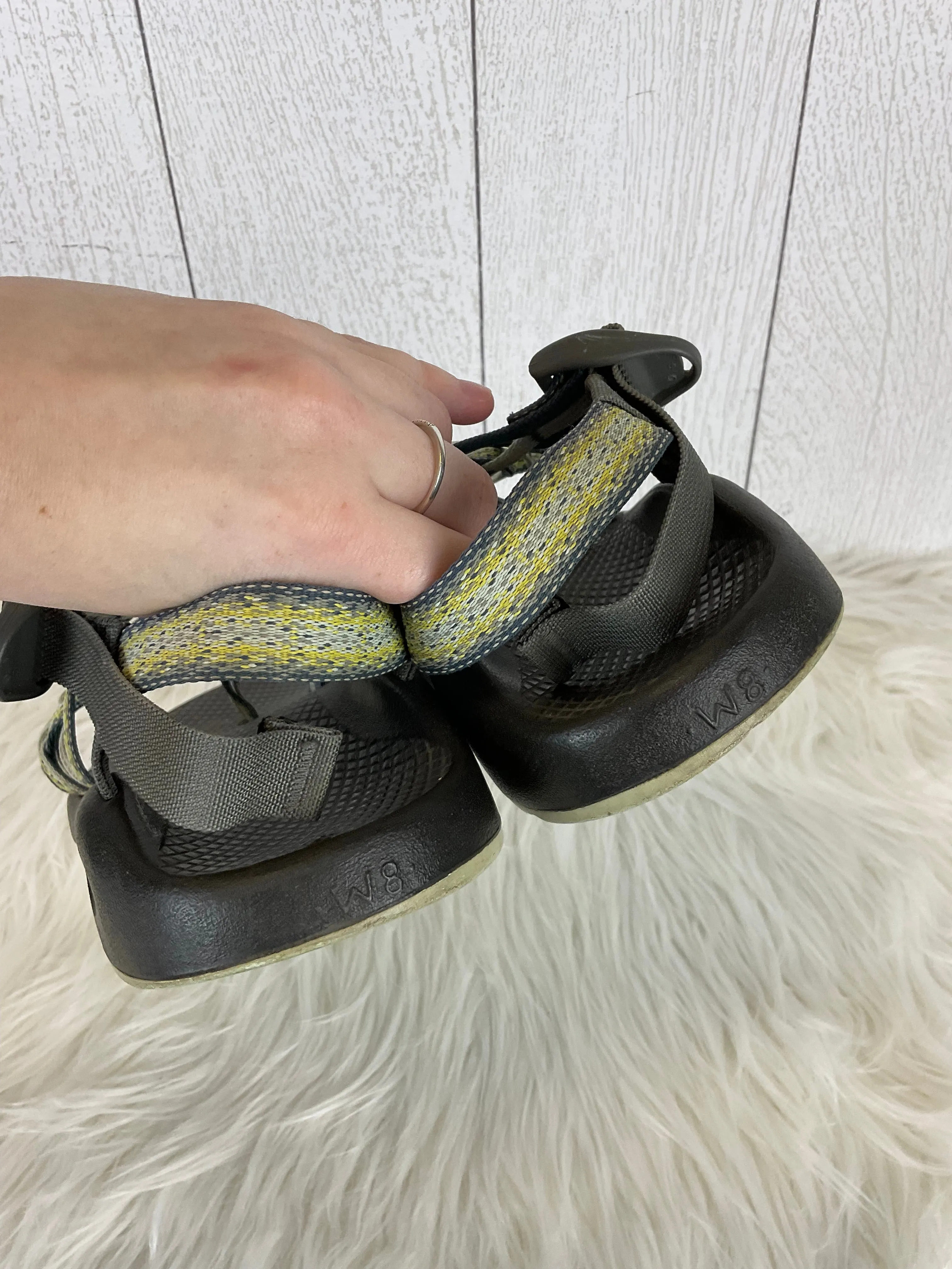 Green Sandals Flats Chacos, Size 8