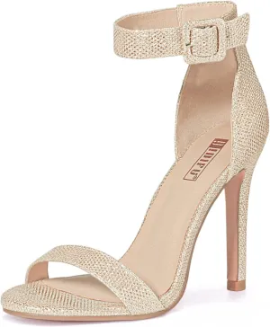 IDIFU Women's High Heels for Women Dressy Stiletto Heels Open Toe Heels Ankle Strap Heeled Sandals for Women on Wedding Party Homecoming