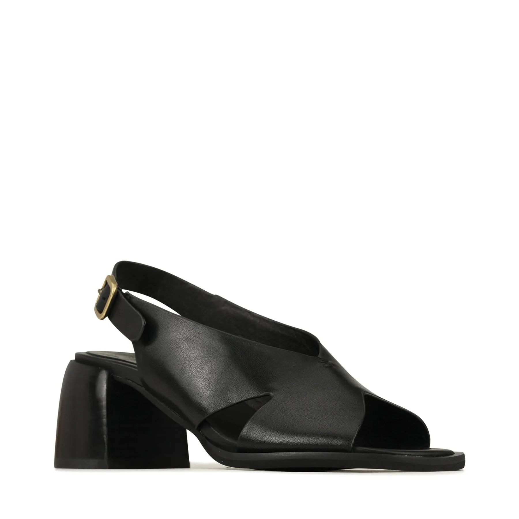 ISADORA LEATHER BLOCK HEEL SANDALS