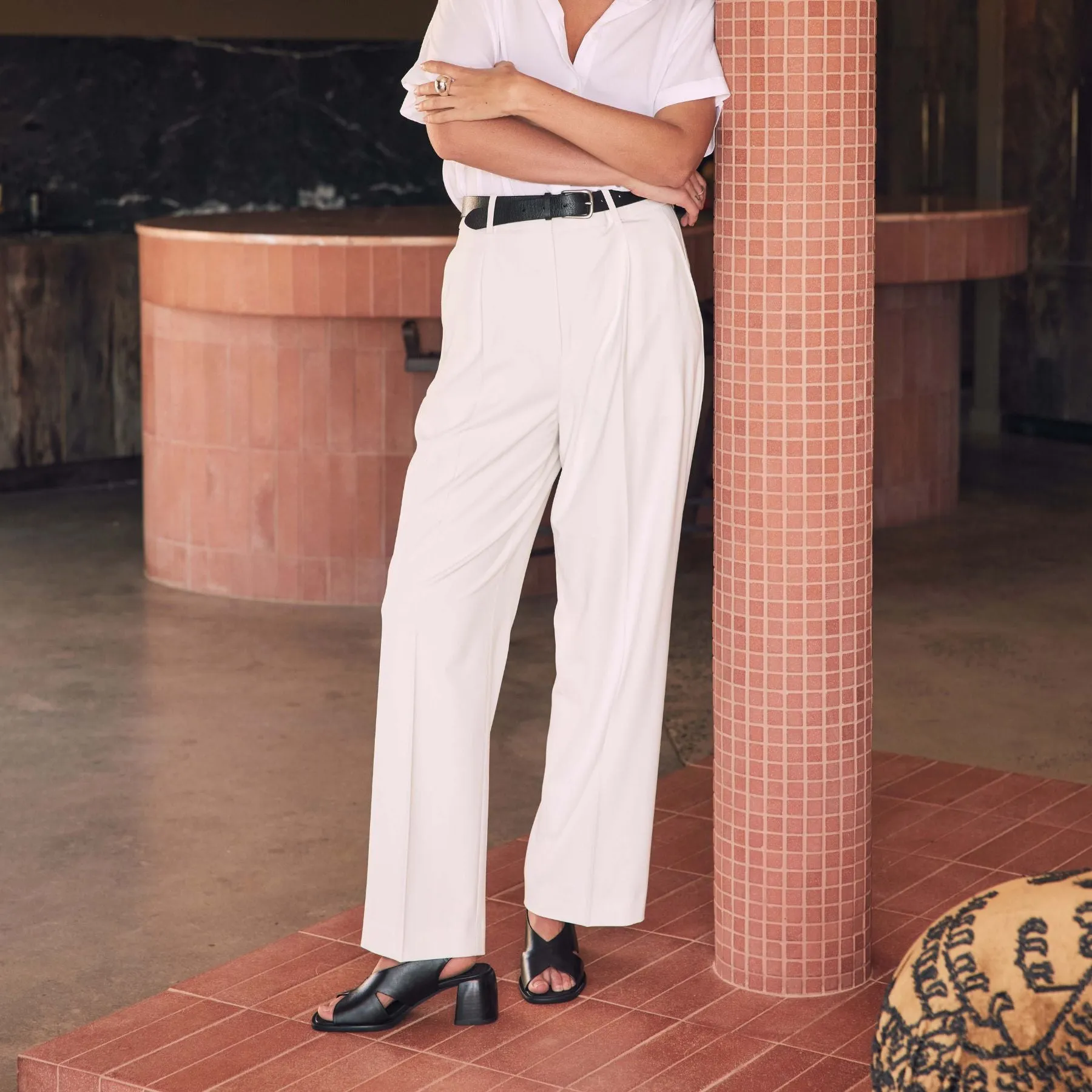 ISADORA LEATHER BLOCK HEEL SANDALS