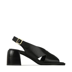 ISADORA LEATHER BLOCK HEEL SANDALS