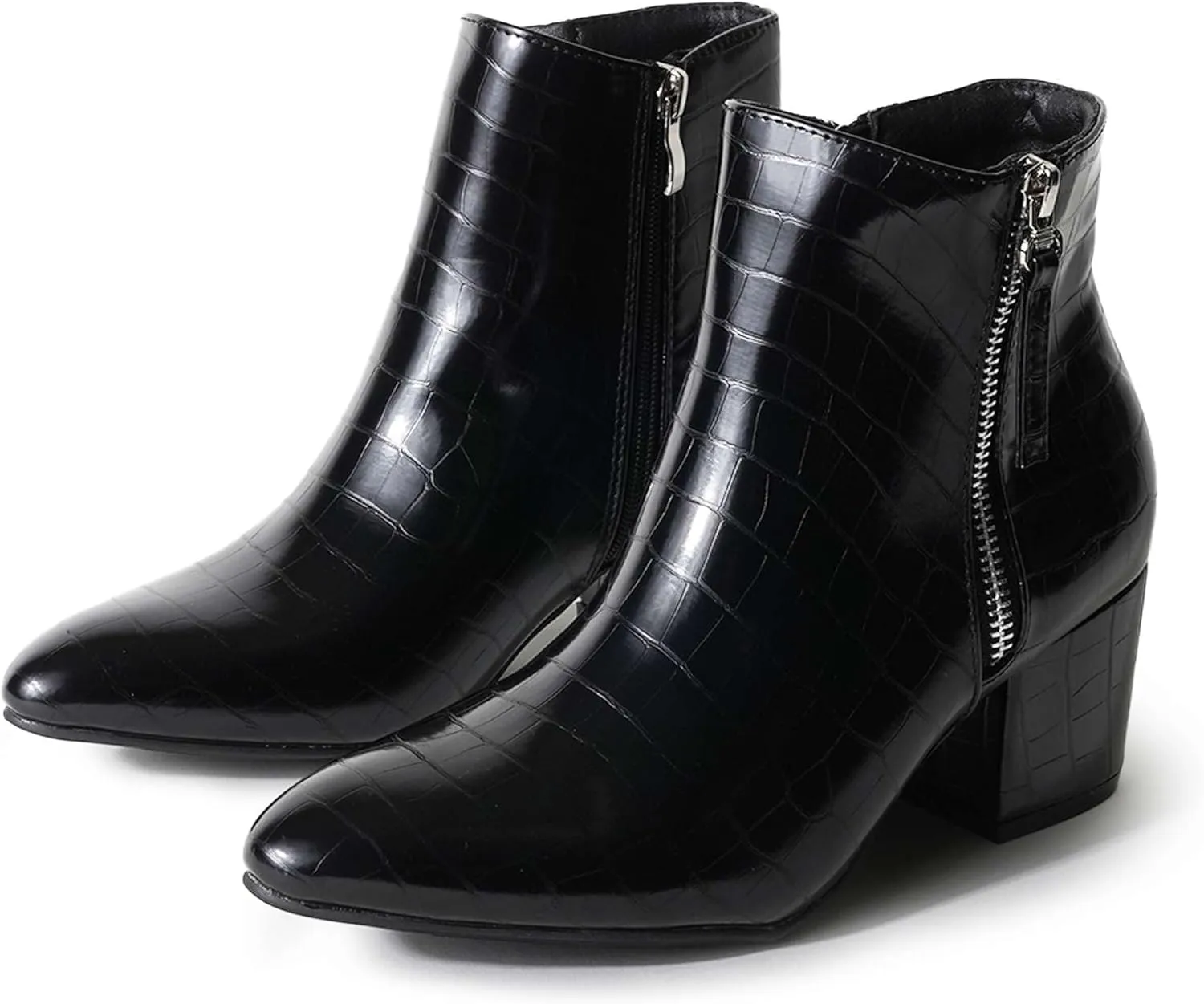 J. Adams Zuma Ankle Bootie  Closed Pointed Toe Low Block Heel Zip Up Boot