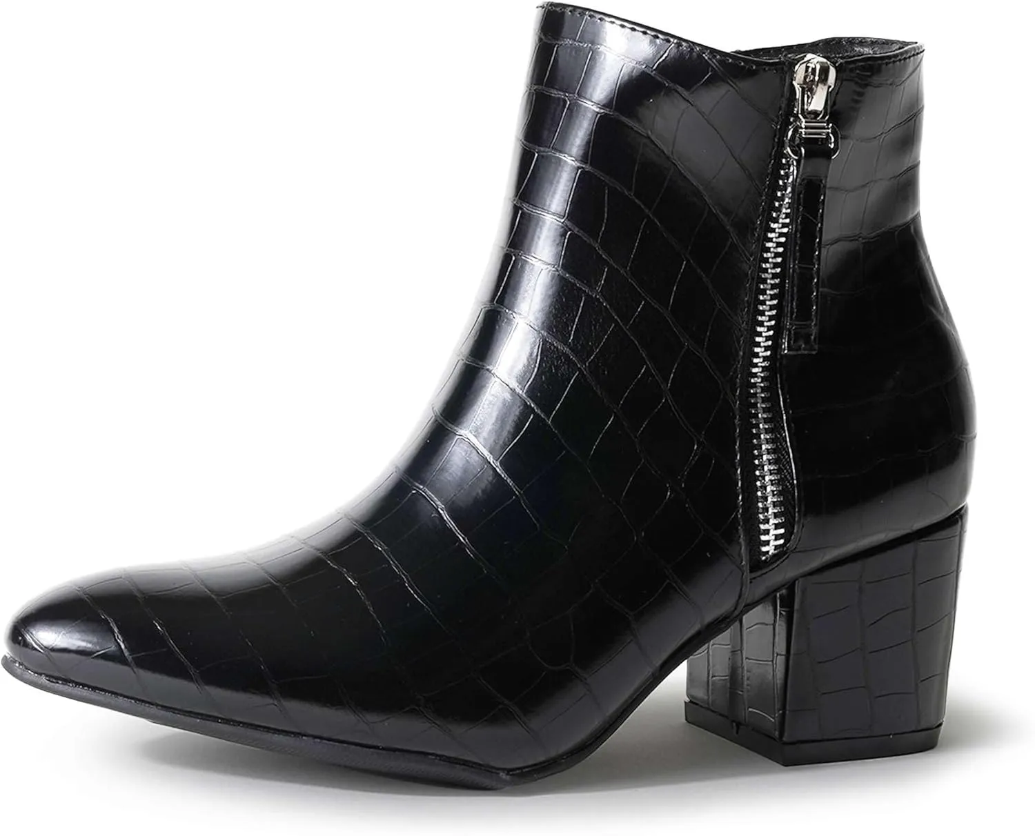 J. Adams Zuma Ankle Bootie  Closed Pointed Toe Low Block Heel Zip Up Boot