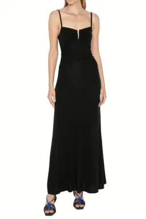 Jersey V Neckline Maxi Dress in Black