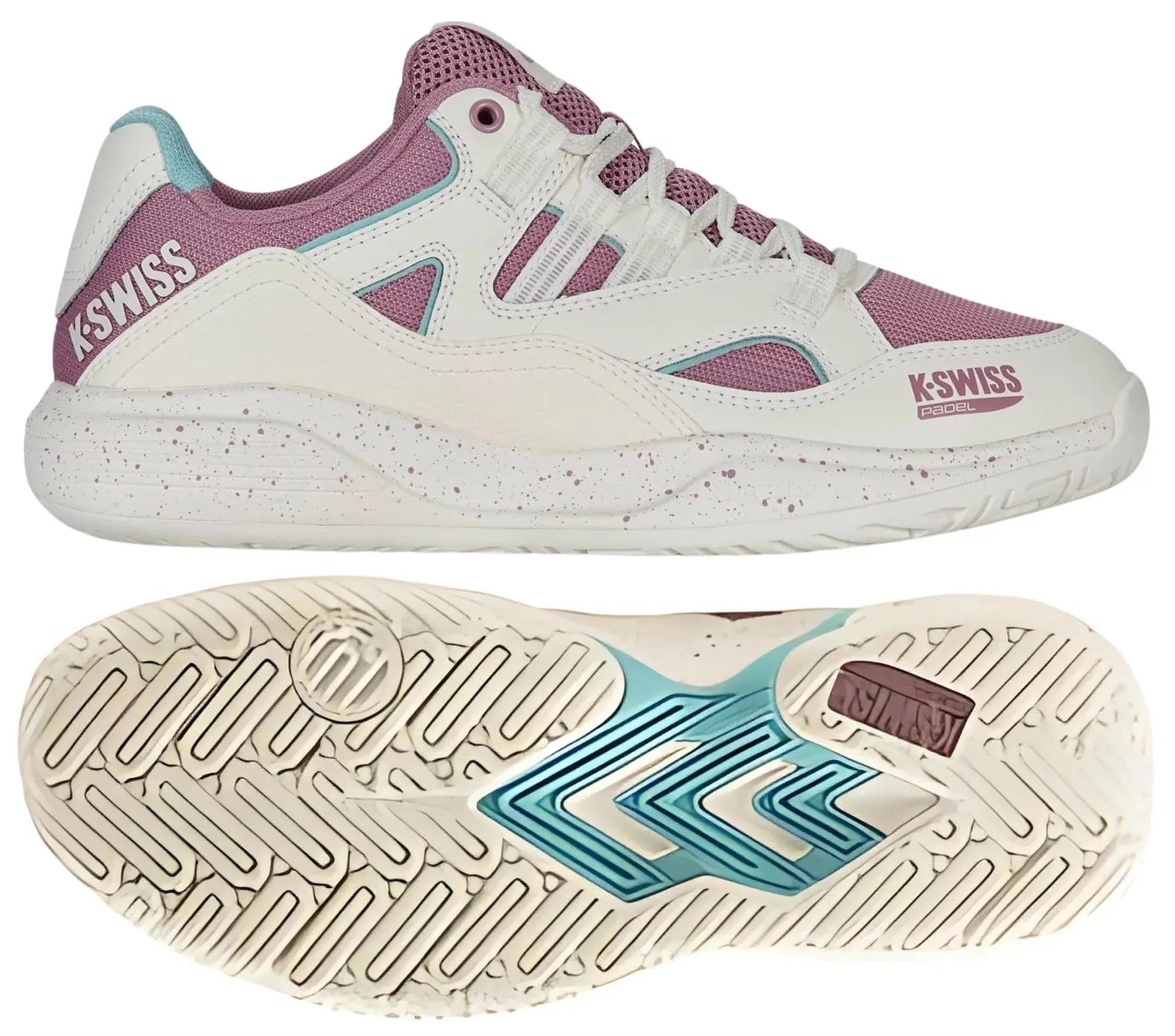 K-Swiss Tura Team Womens Padel Shoes - White / Pink / Turquoise