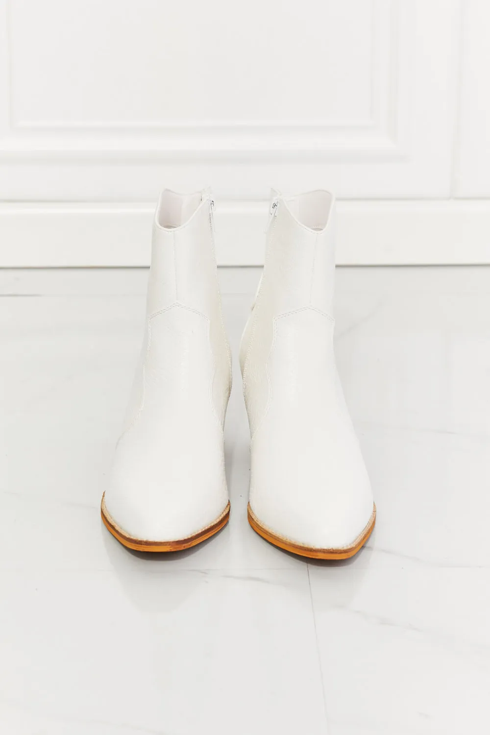 Kacey Faux Leather Western Ankle Boots in White