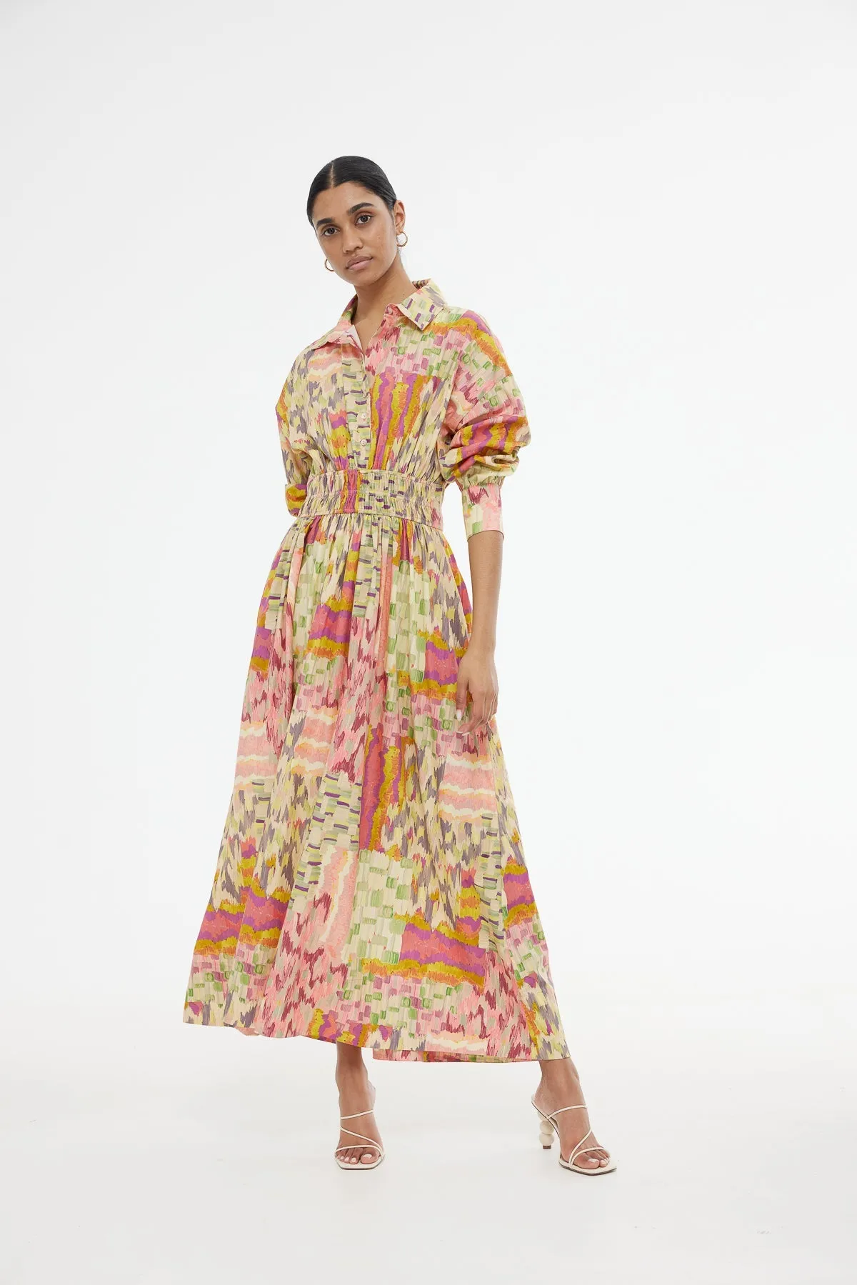 Kinney Emma Shirt Dress Painterly Patchwork
