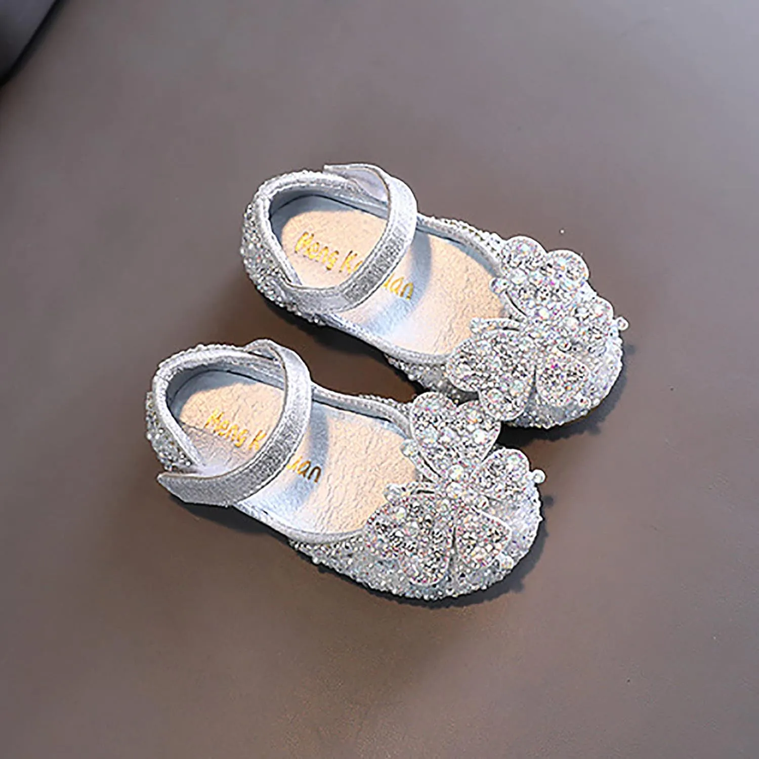 Little Girls Dress Shoes Mary Jane hinestones Bow Flower Wedding Shoes Glitter Sequins Princess Ballet Flat