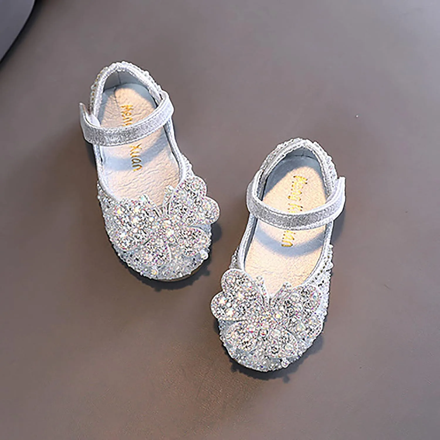 Little Girls Dress Shoes Mary Jane hinestones Bow Flower Wedding Shoes Glitter Sequins Princess Ballet Flat