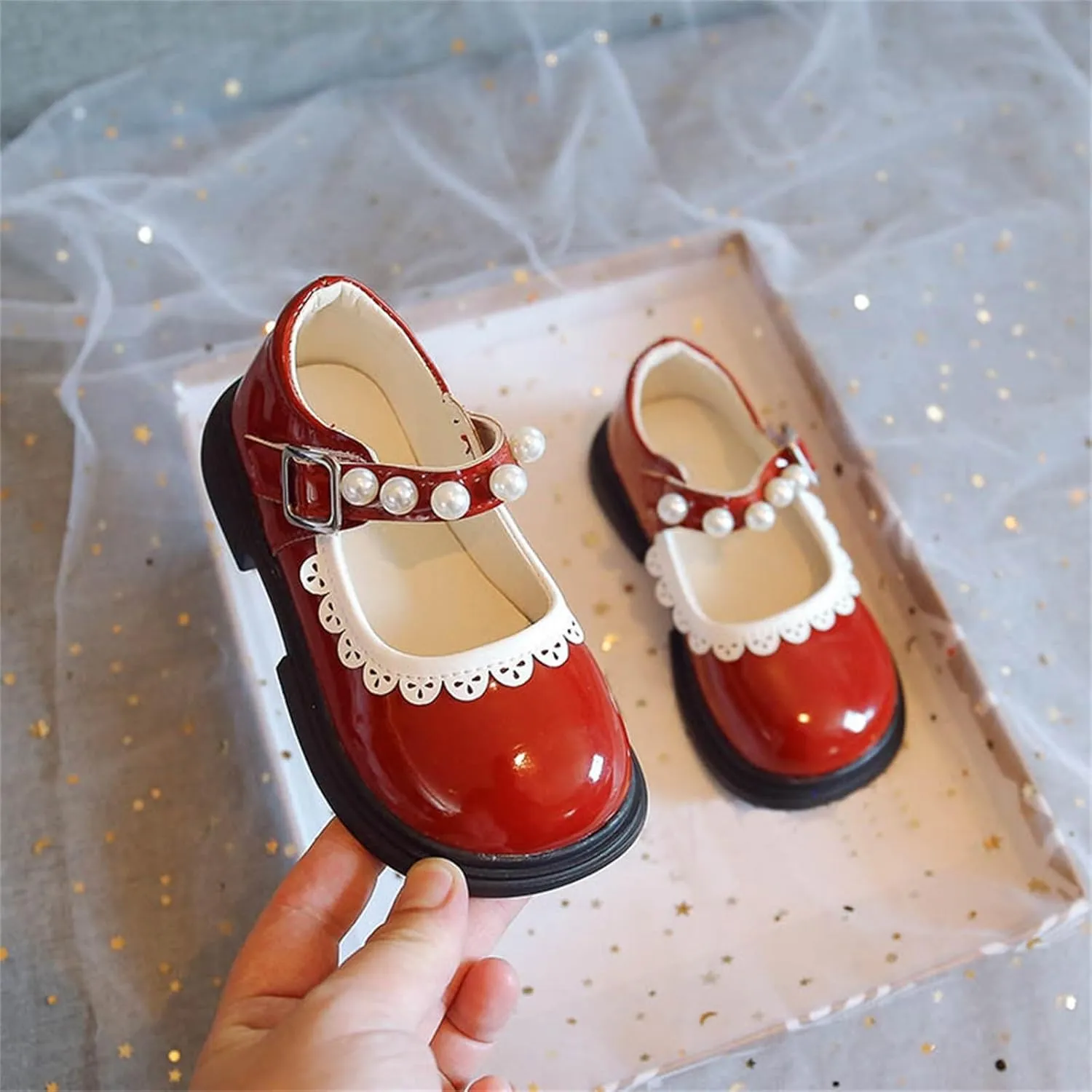 Little Girls Dress Shoes Wedding Party School Ankle Strap Ballet Flats Shoes Toddler Baby Girls Flower Girl Shoes