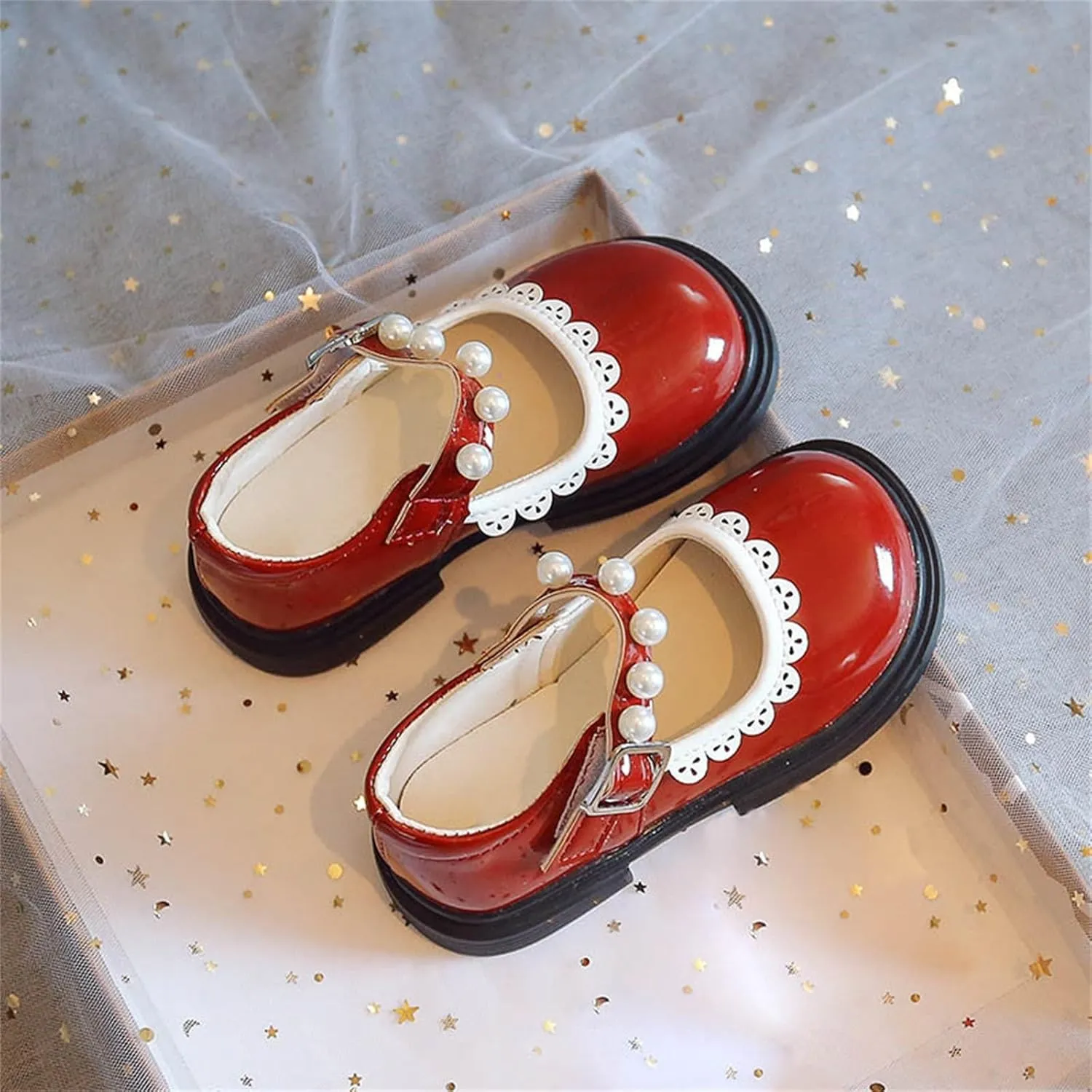 Little Girls Dress Shoes Wedding Party School Ankle Strap Ballet Flats Shoes Toddler Baby Girls Flower Girl Shoes