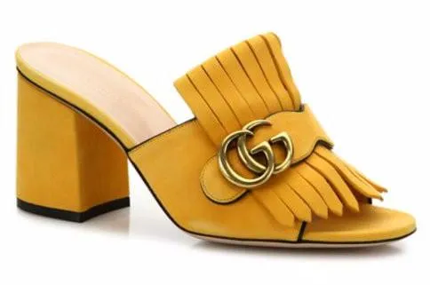Marmont Fringed Suede Mules - Black, Green, Yellow or Pink
