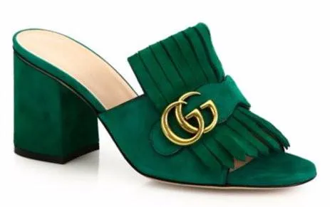 Marmont Fringed Suede Mules - Black, Green, Yellow or Pink