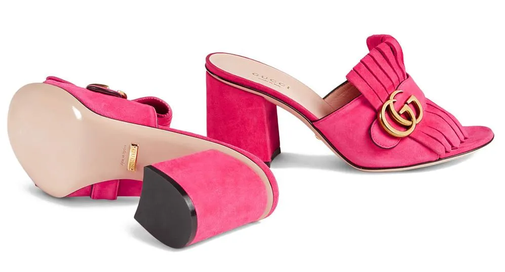 Marmont Fringed Suede Mules - Black, Green, Yellow or Pink