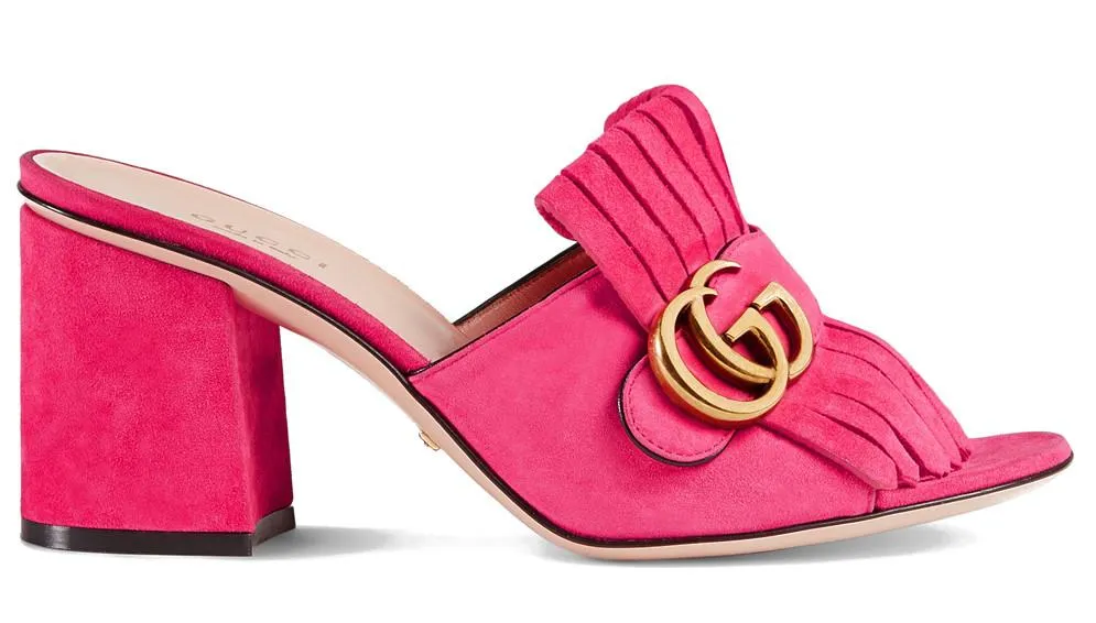 Marmont Fringed Suede Mules - Black, Green, Yellow or Pink