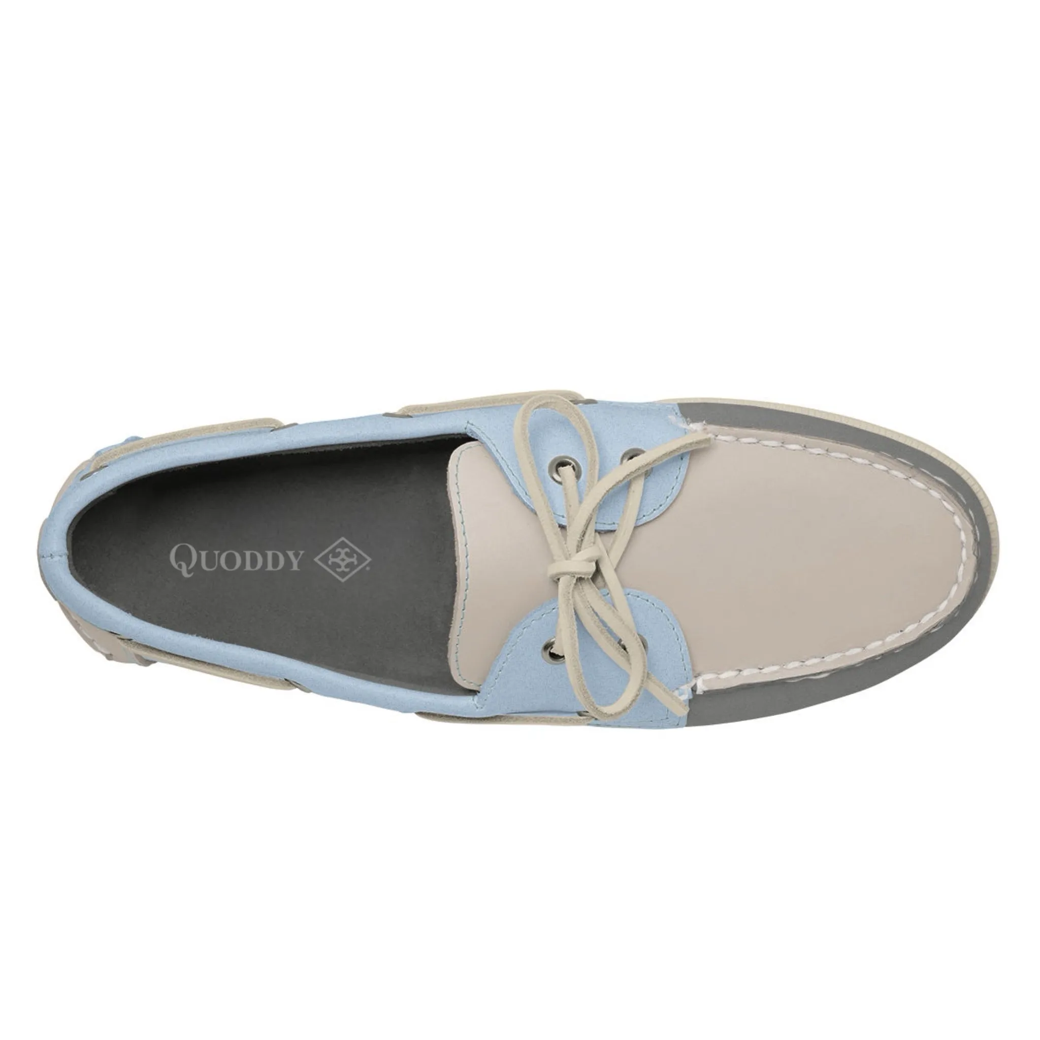 Men’s 2 Eyelet LE Boat Shoe: Grey/Ivory/Lt Blue