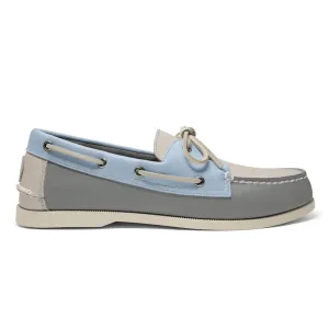 Men’s 2 Eyelet LE Boat Shoe: Grey/Ivory/Lt Blue