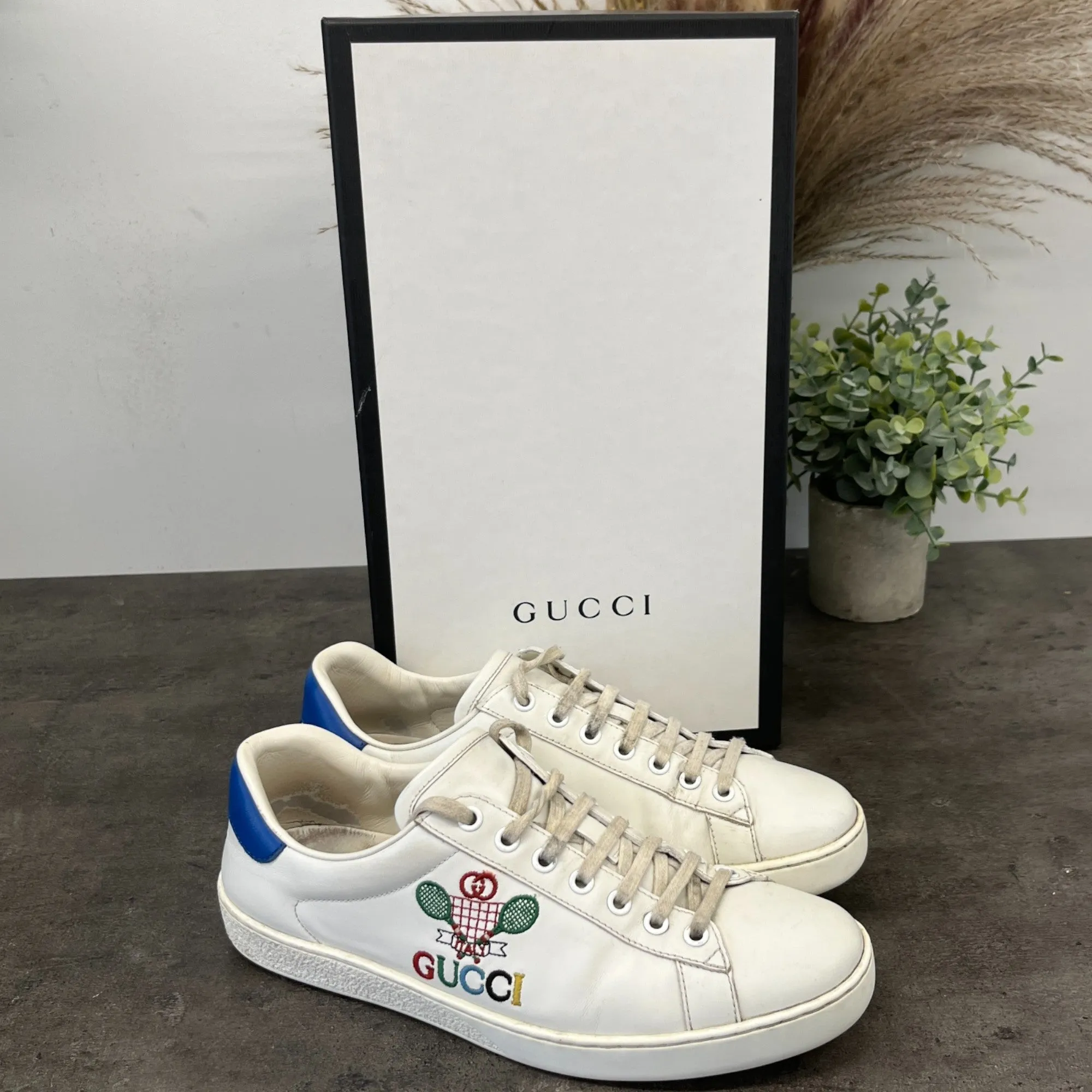 Men's Ace Tennis Low Trainers White Size EU 40.5 / UK 6.5