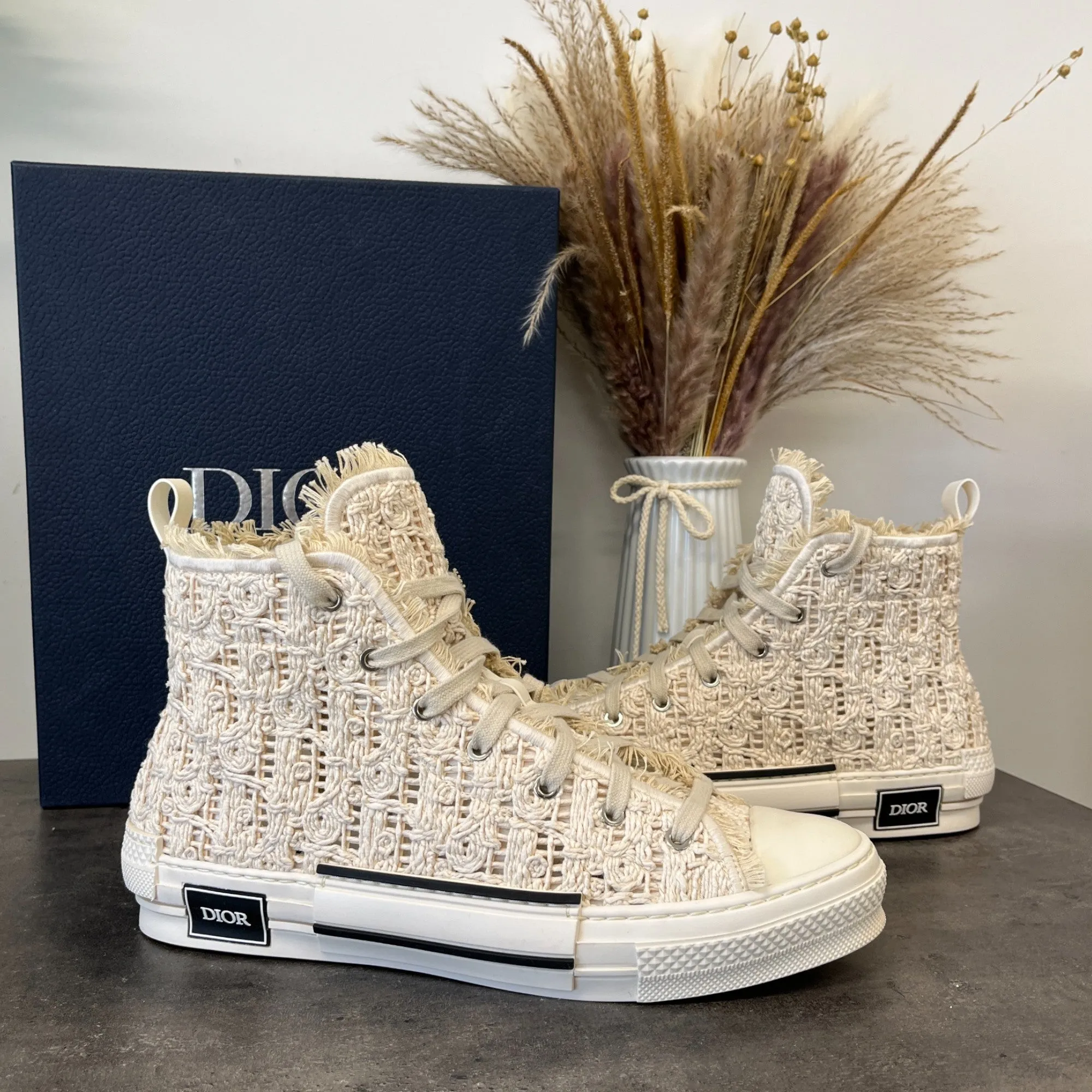 Men's B23 Oblique Macrame High Trainers Cream Size EU 45 / UK 11