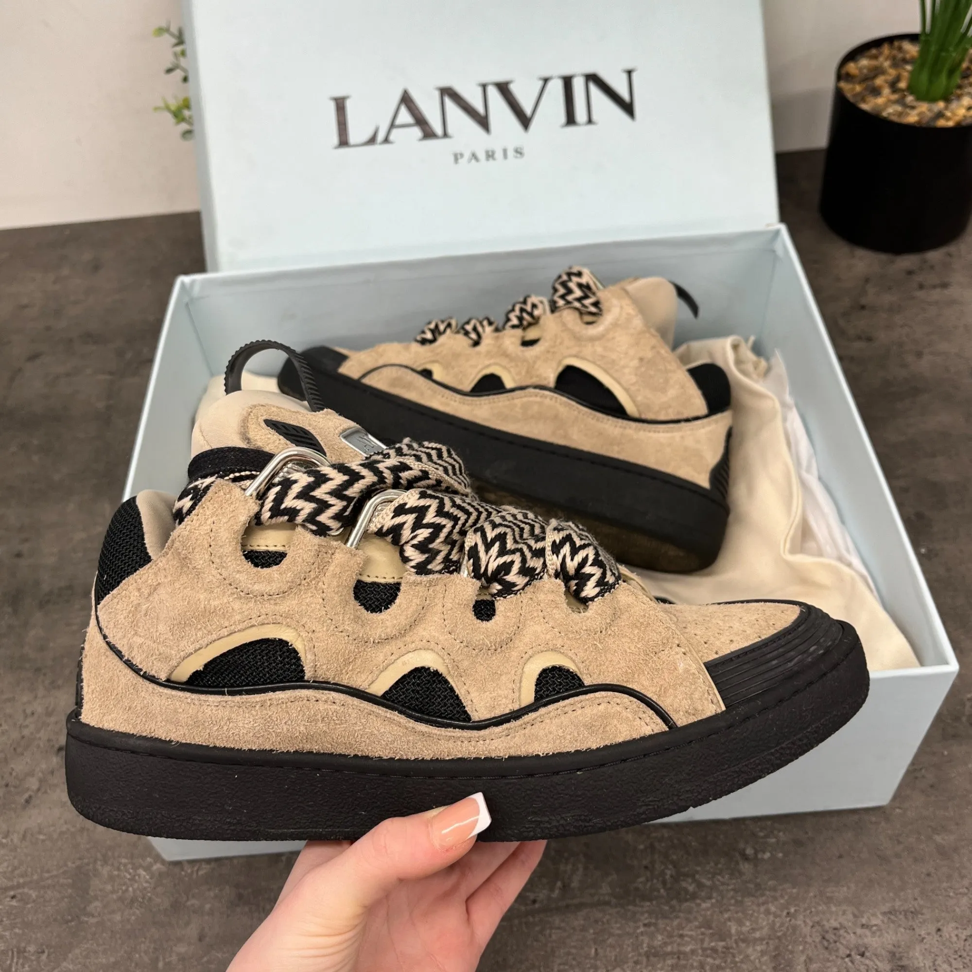 Men's Curb Skate Low Trainers Beige Size EU 40.5 / UK 6.5