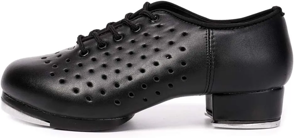 Men's Tap Shoes Breathable Hollow Out Lace up Split Sole Professional Tap Jazz Dance Shoes