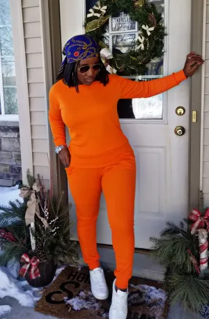 Mila  Pencil Pants for Women Comfort Stretch Set |Orange