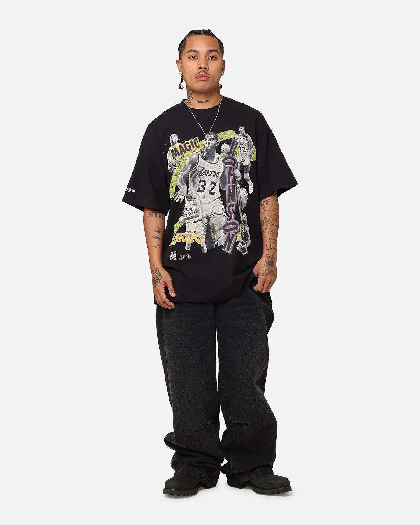 Mitchell & Ness Los Angeles Lakers Magic Johnson Abstract Player T-Shirt Faded Black