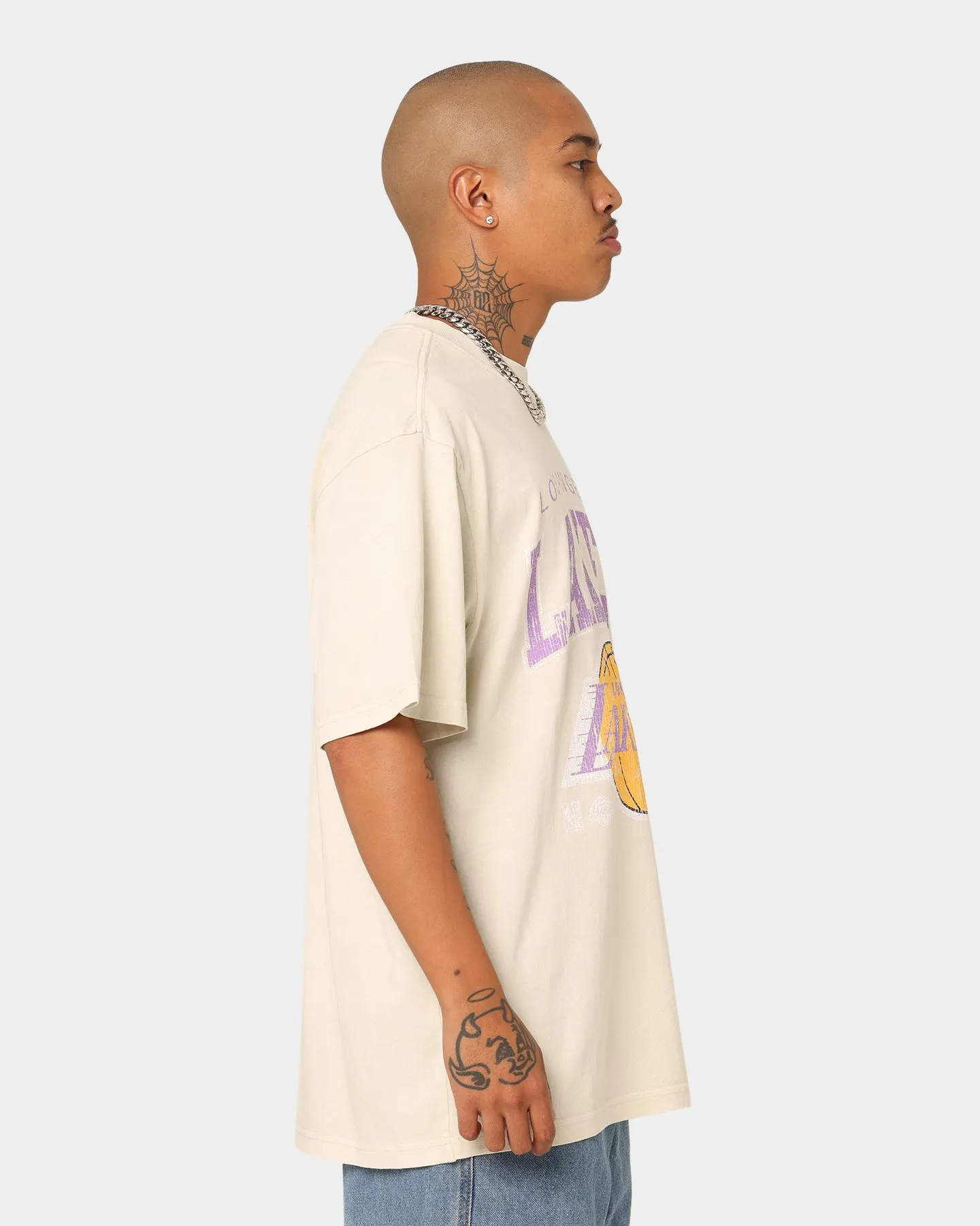 Mitchell & Ness Los Angeles Lakers XL Arch Vintage T-Shirt Faded Khaki