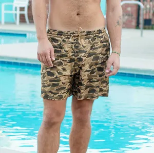 Old School Camo - Soft Mesh Swim Trunks
