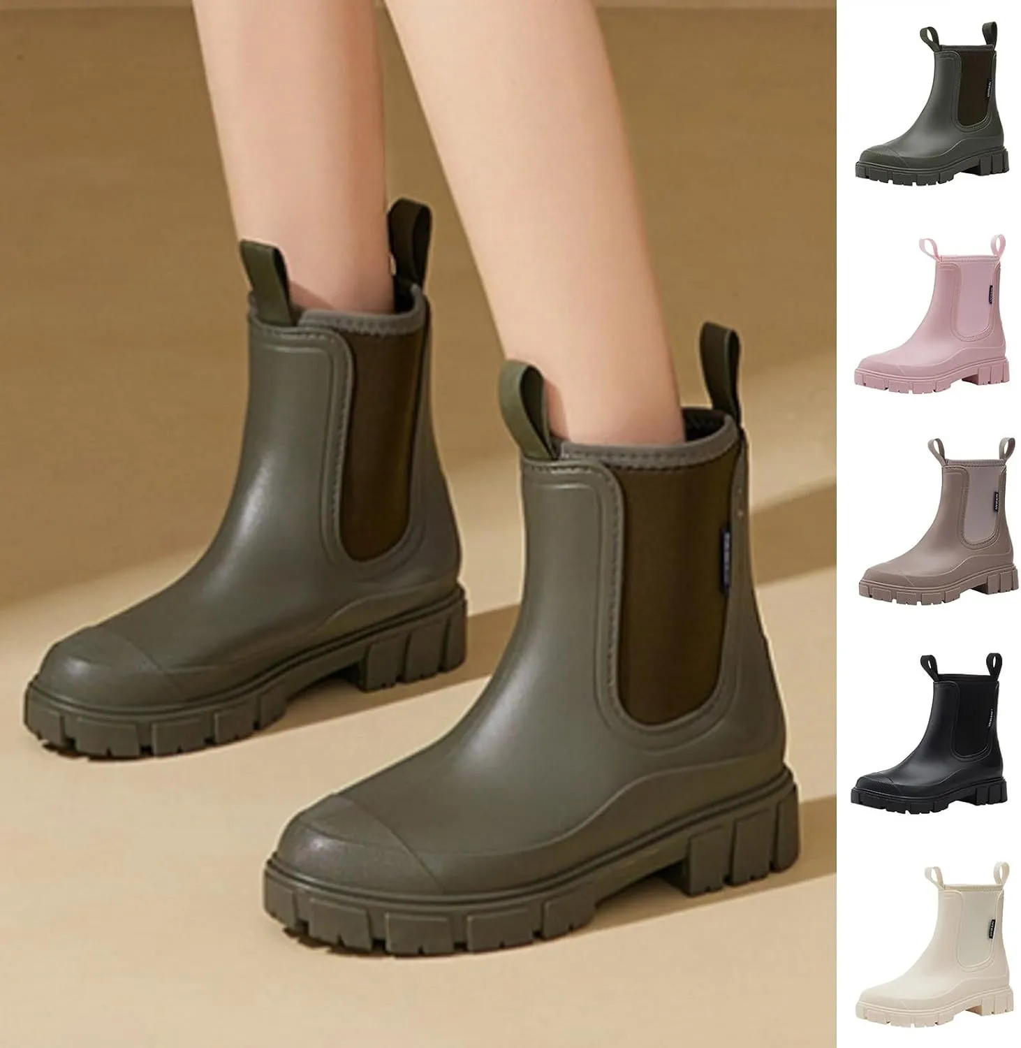 Rain Boots Womens Waterproof Mid Calf Rain Boots Garden Shoes Outdoor Winter Warm Shoes for Hunting Gardening Farming