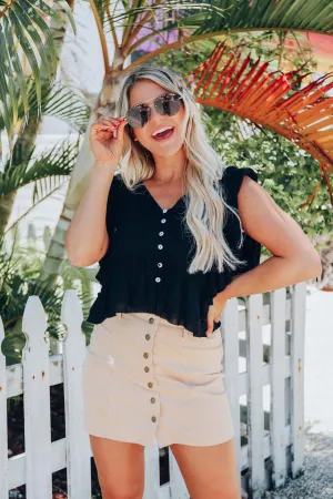 Refined Corduroy Mini Skirt - Natural