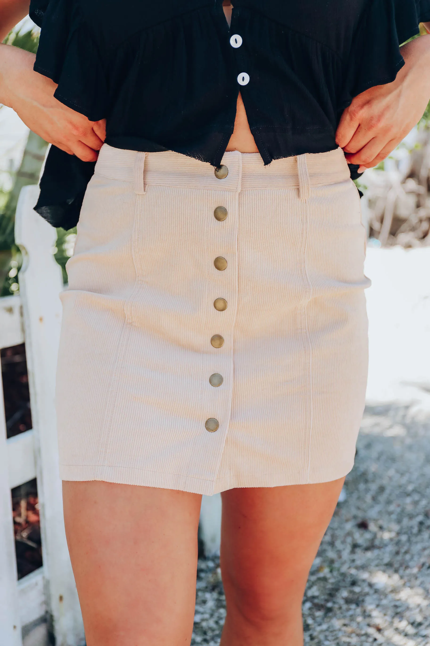 Refined Corduroy Mini Skirt - Natural
