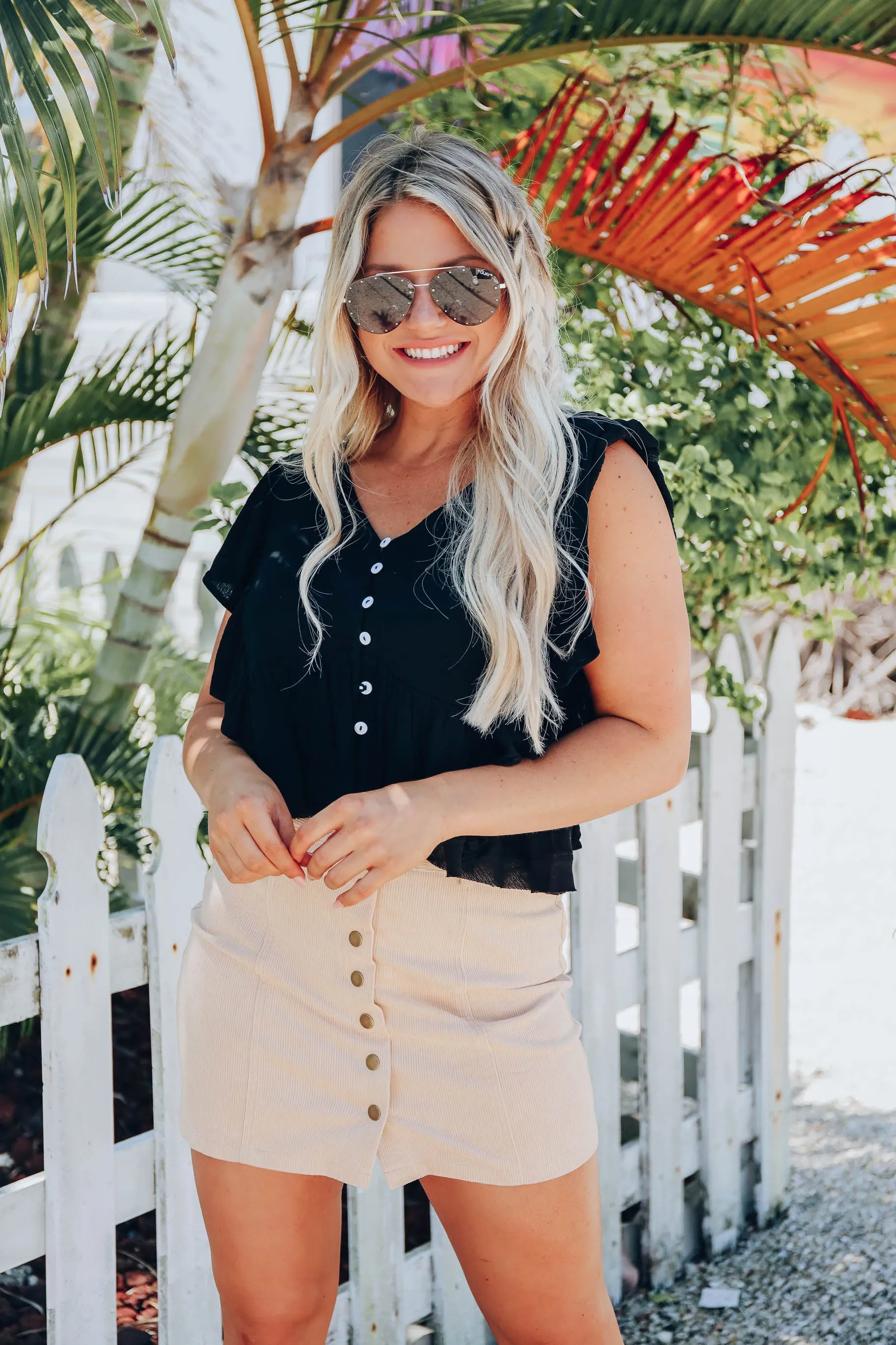 Refined Corduroy Mini Skirt - Natural