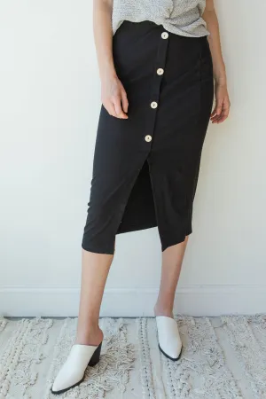 ribbed fitted midi skirt