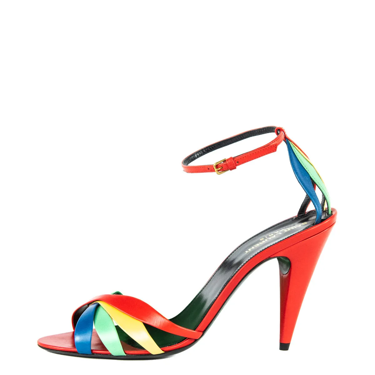 Saint Laurent Red Multicolor Kristal Sandals Size US 10 | EU 40