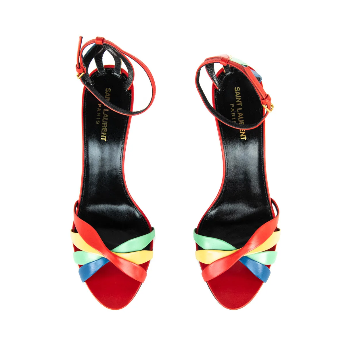 Saint Laurent Red Multicolor Kristal Sandals Size US 10 | EU 40