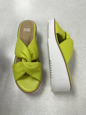 Sandals Heels Platform By Eileen Fisher In Green, Size:9.5